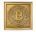 Gold Leather Bitcoin Inspired Wall Art: Embroidered Black Stitch Luxury Decor - AutoWin