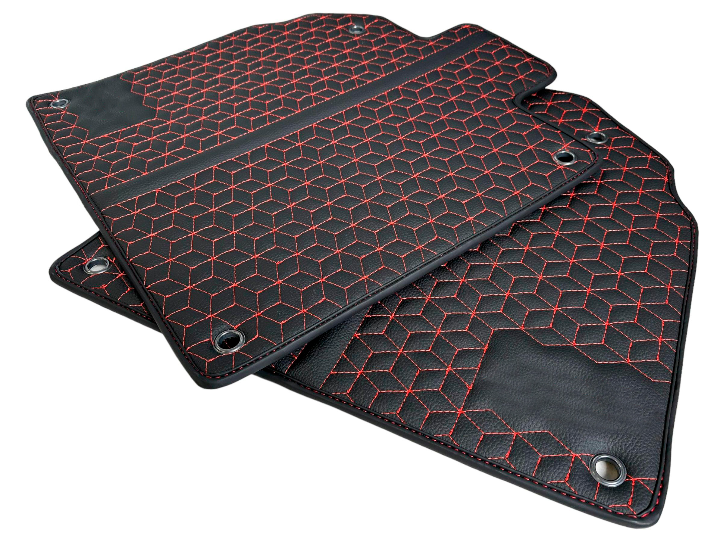 Customizable Leather Floor Mats for Lamborghini Aventador SV | Red Stitching - AutoWin