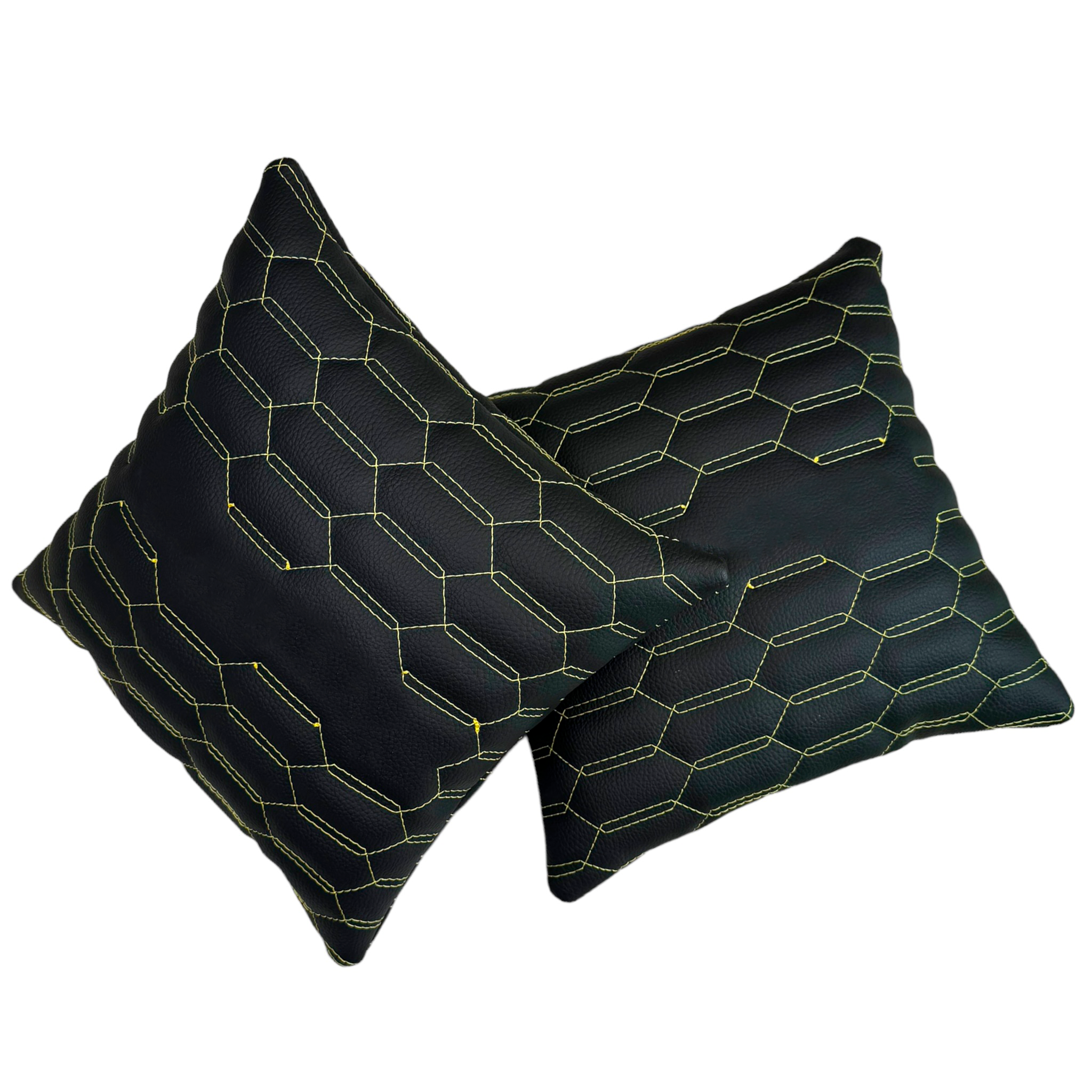 Customizable Black Leather Pillows Set of 2 | Yellow Sewing - AutoWin