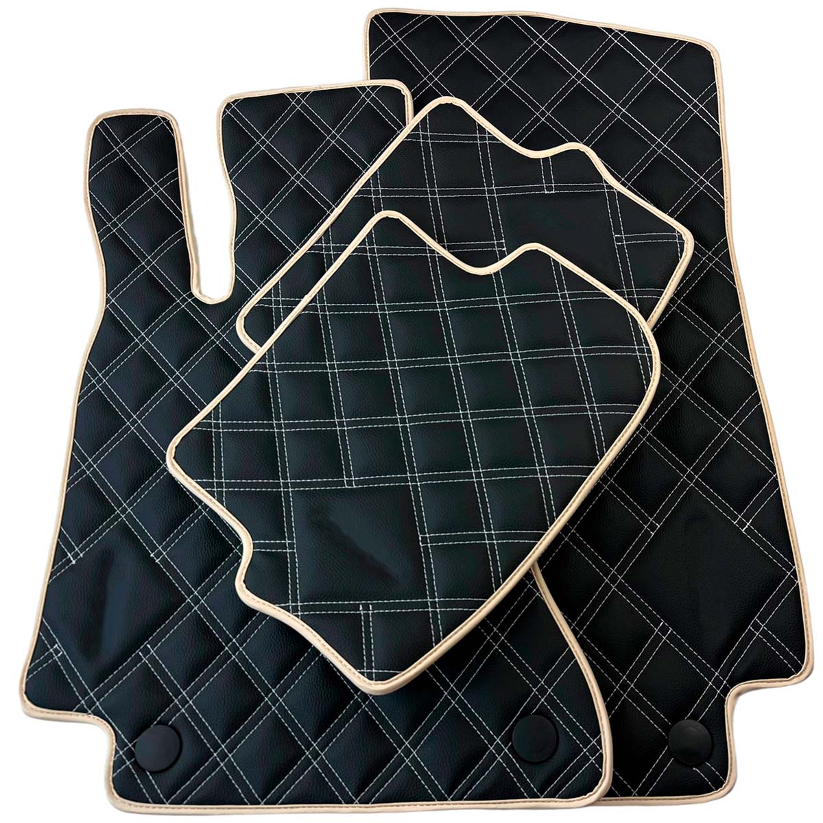 Customizable Black with Beige Trim Floor Mats For Mercedes Benz GLC-Class C253 Coupe (2019-2023) 