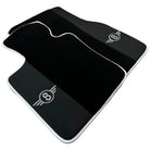 Black Floor Mats for Mini Cooper / One F55 5-Doors (2015-2023) with Leather | White Trim