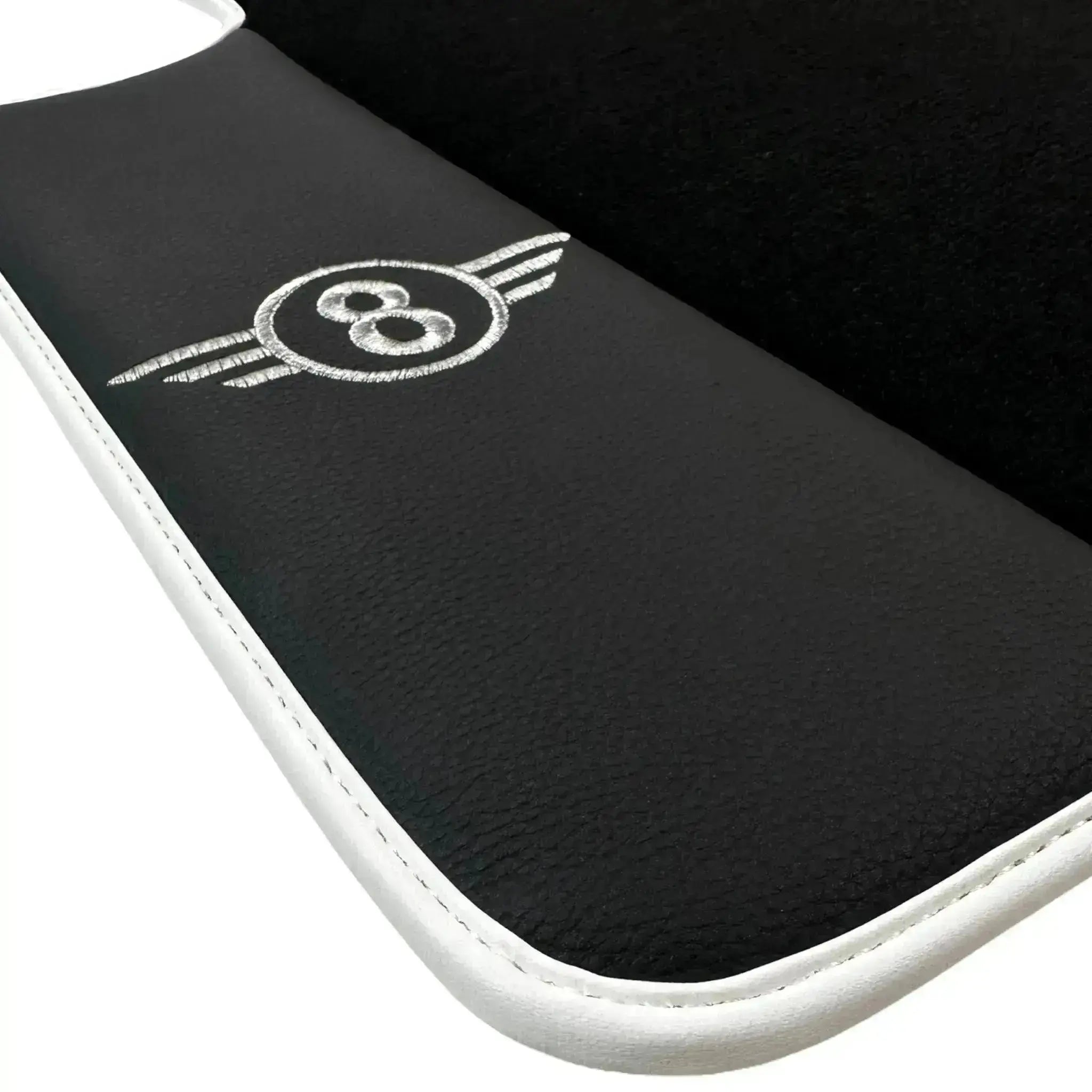 Black Floor Mats for Mini Cooper / One R53 (2001-2007) Cooper S with Leather | White Trim