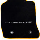 Black Floor Mats For Chevrolet Corvette C7 Targa Top (2014-2019) with Yellow Trim