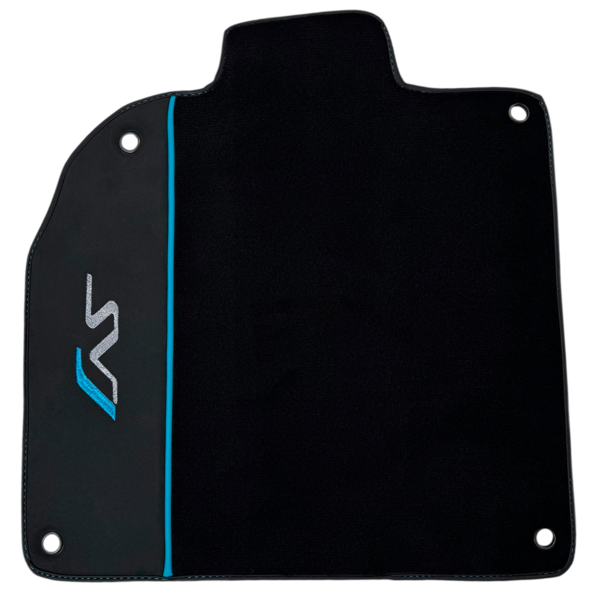 Black Floor Mats for Lamborghini Aventador SVJ Blue with Alcantara Leather - AutoWin