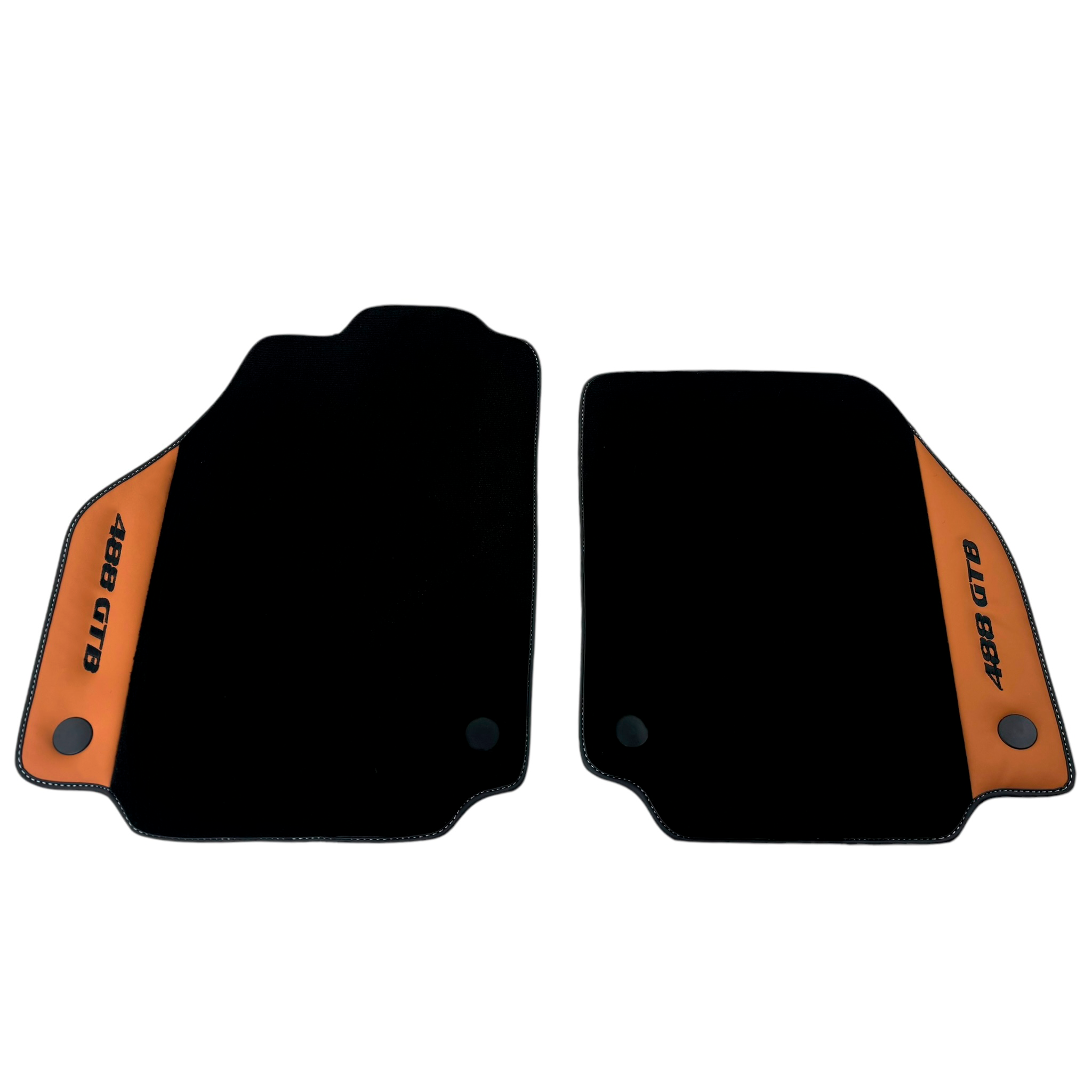 Black Floor Mats for Ferrari 488 GTB (2015-2022) with Cuoio Nappa Leather - AutoWin