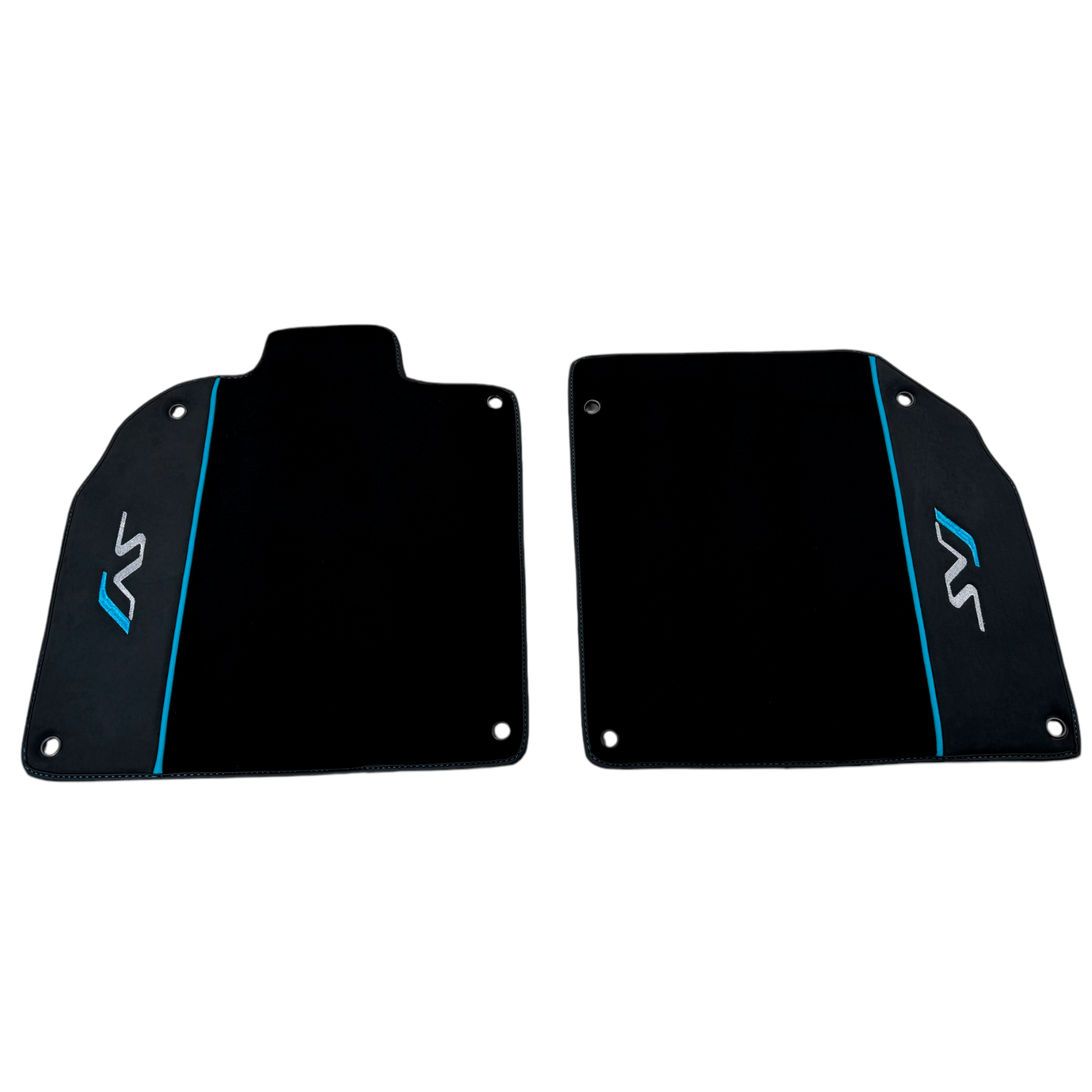 Black Floor Mats for Lamborghini Aventador SVJ Blue with Alcantara Leather - AutoWin