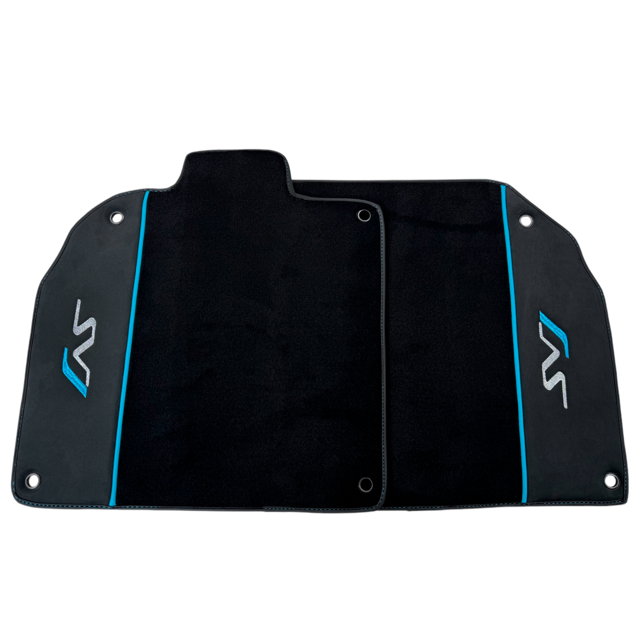 Black Floor Mats for Lamborghini Aventador SVJ Blue with Alcantara Leather - AutoWin