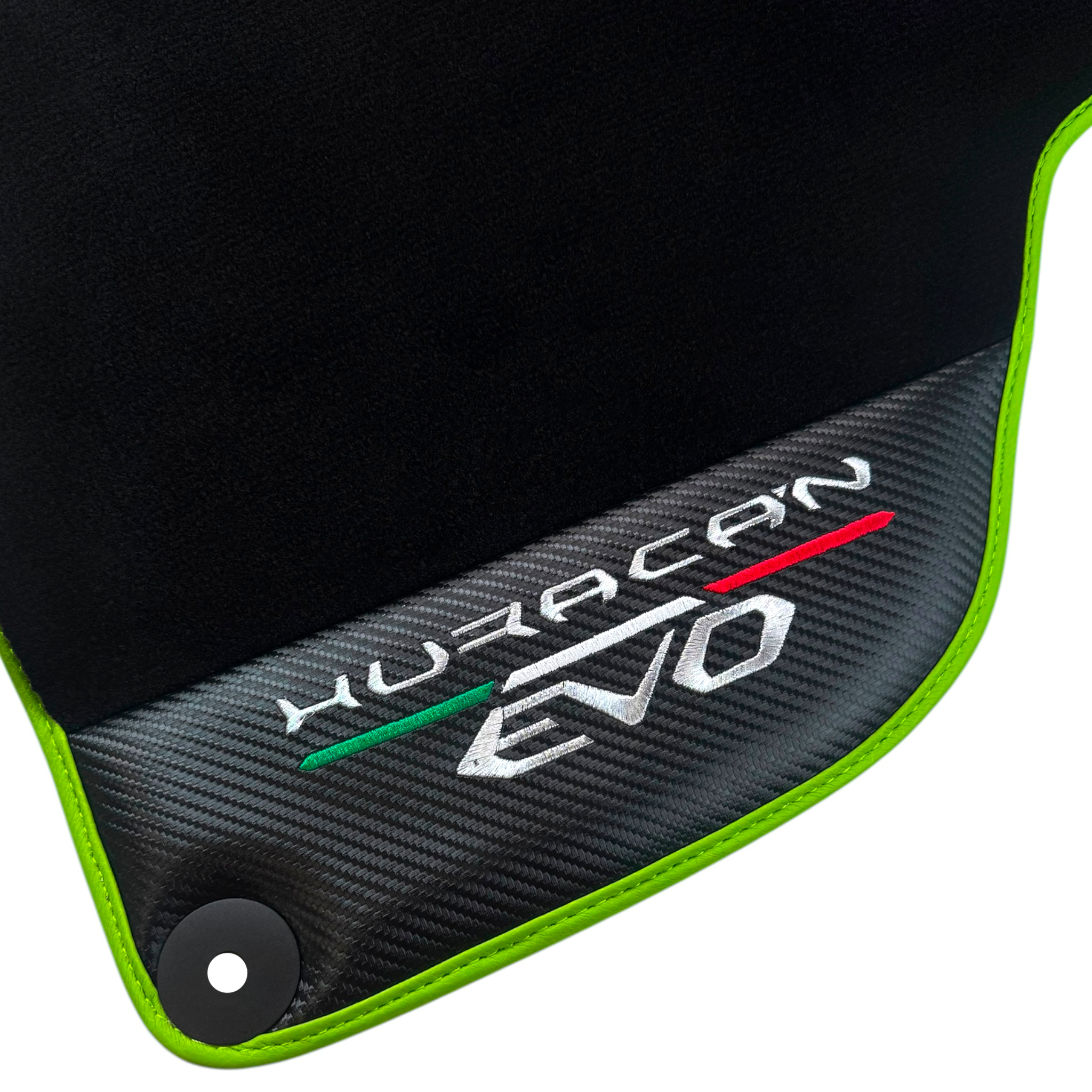 Black Floor Mats for Lamborghini Huracan EVO (2019-2024) with Carbon Fiber Borders