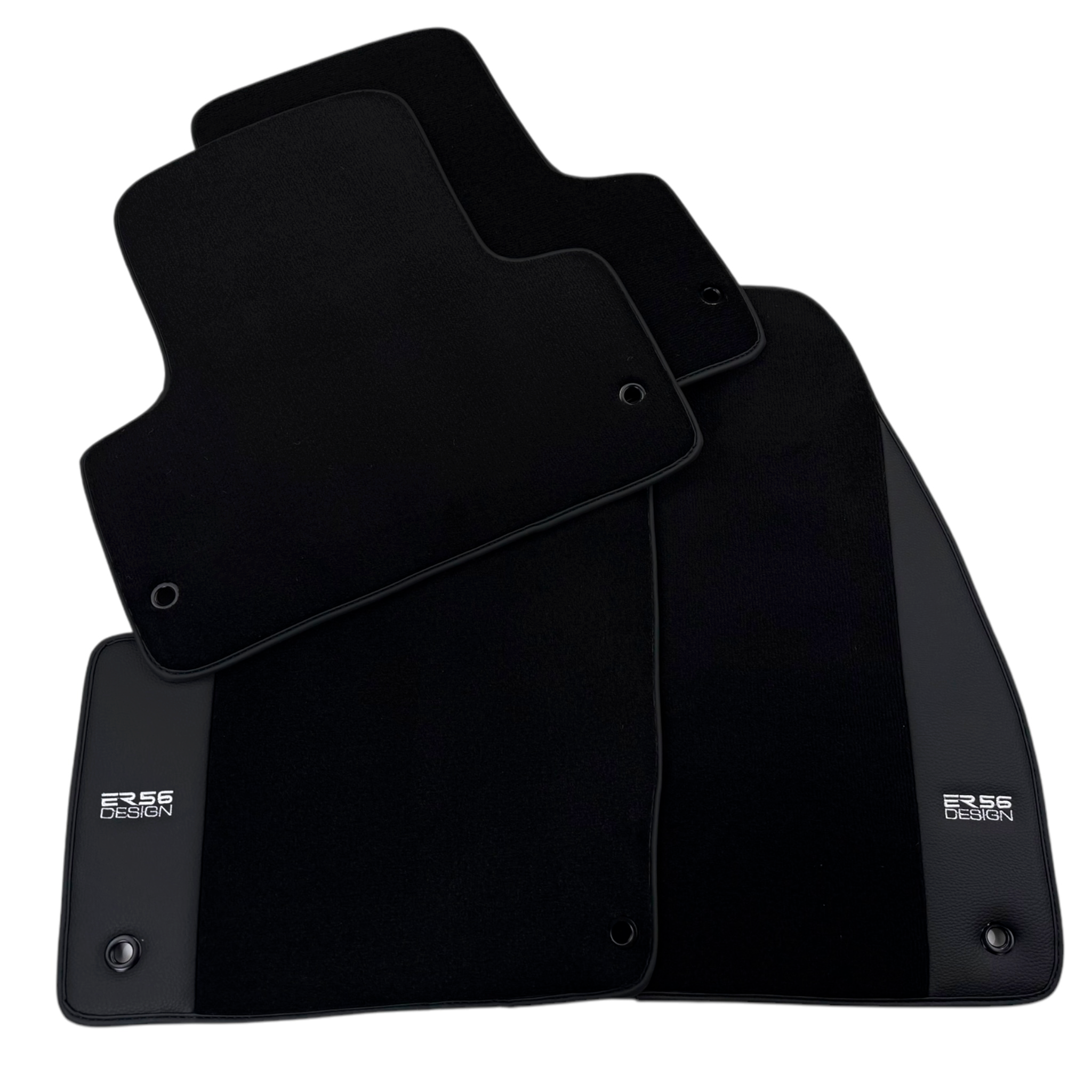 ER56 Design Black Floor Mats for Dodge Charger (2015-2024) with Leather - AutoWin