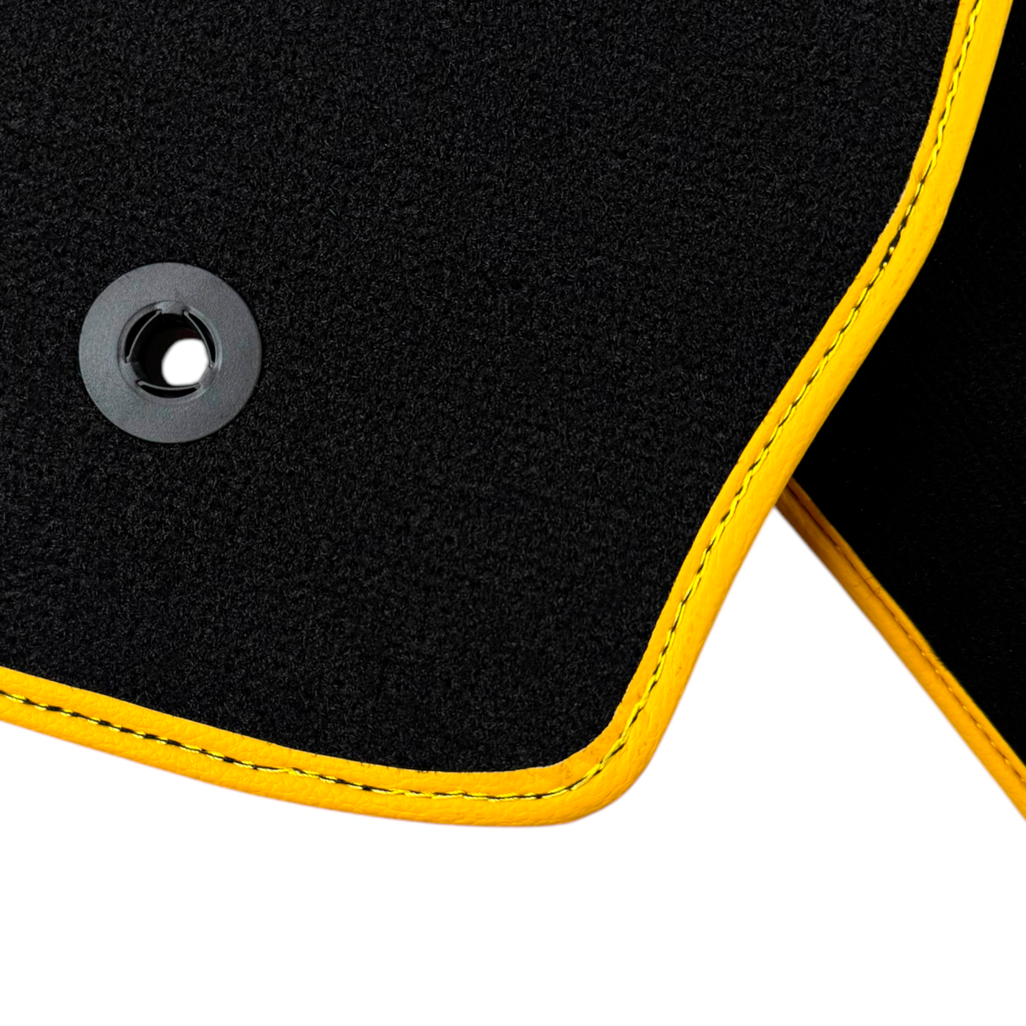 Black Floor Mats For Chevrolet Corvette C7 Targa Top (2014-2019) with Yellow Trim