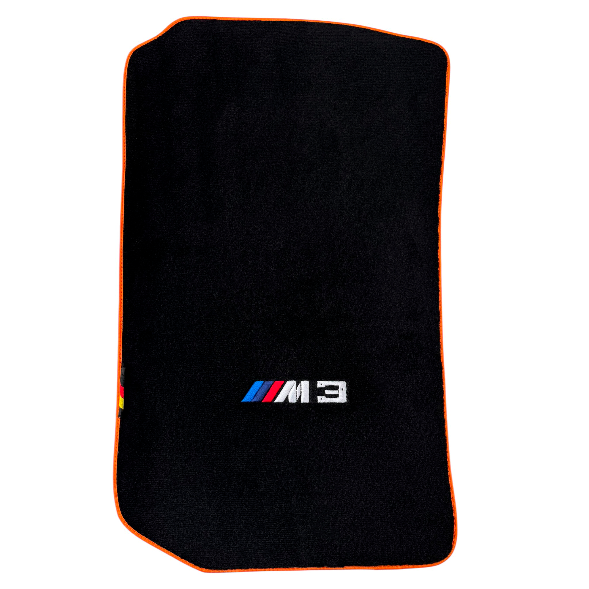 Black Floor Mats for BMW M3 G80 with Orange Trim | German Edition