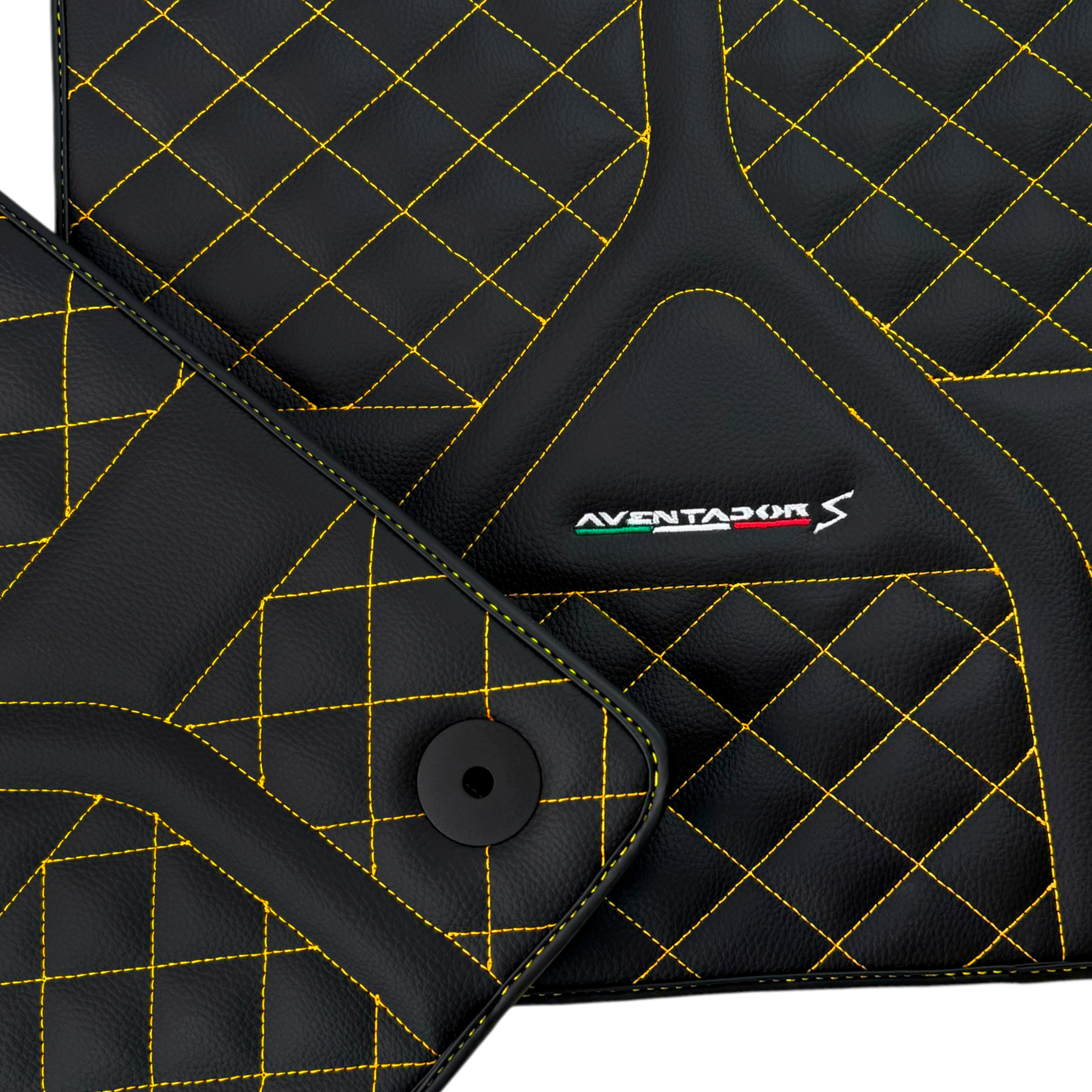 Black Leather Floor Mats for Lamborghini Aventador | Autowin