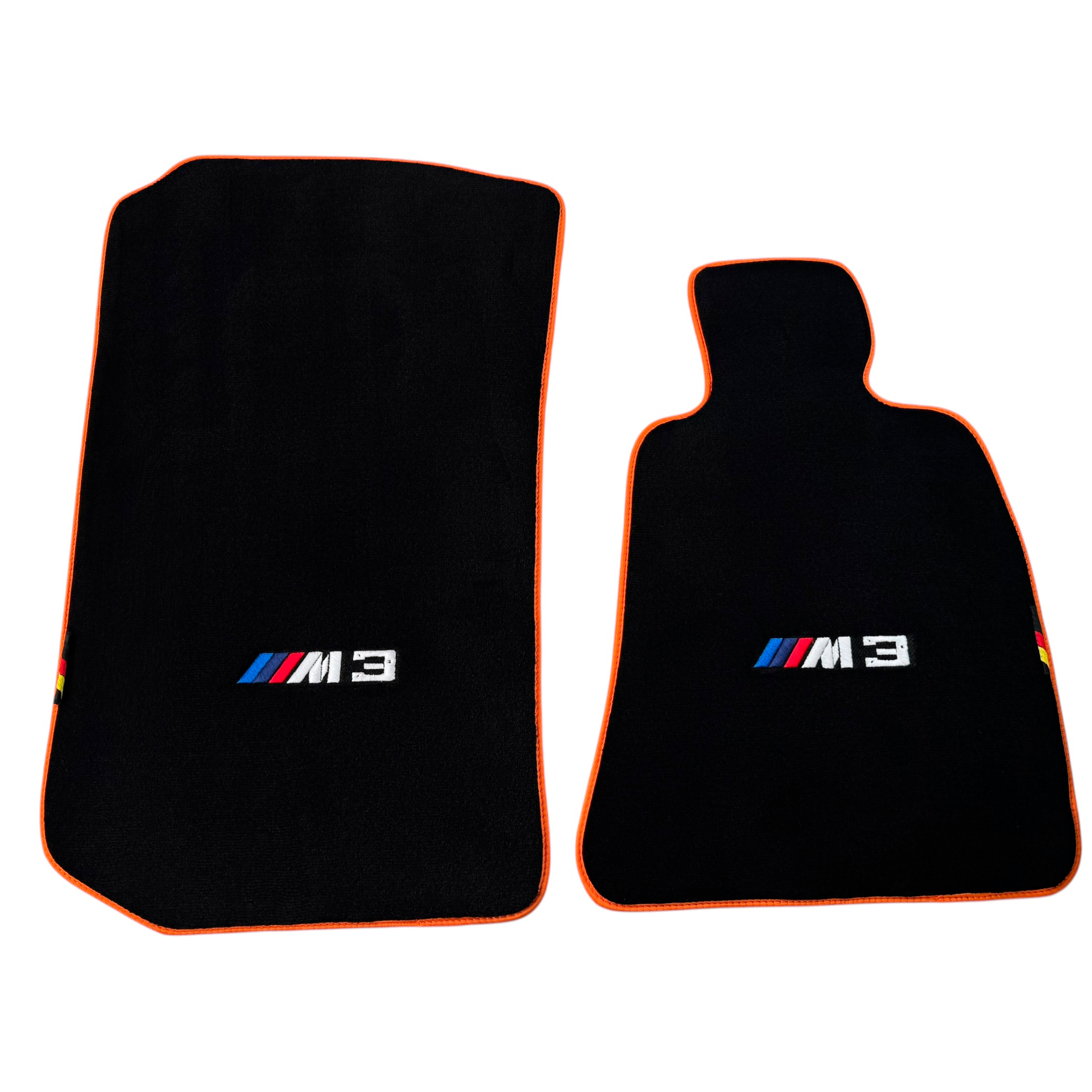 Black Floor Mats for BMW M3 G80 with Orange Trim | German Edition