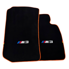 Black Floor Mats for BMW M3 G80 with Orange Trim | German Edition