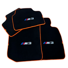 Black Floor Mats for BMW M3 G80 with Orange Trim | German Edition