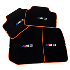 Black Floor Mats for BMW M3 G80 with Orange Trim | German Edition