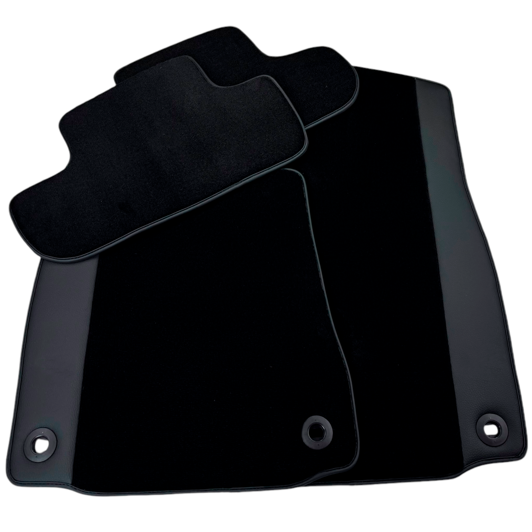 Black Floor Mats for Jaguar S-Type (2002-2008) with Leather - AutoWin