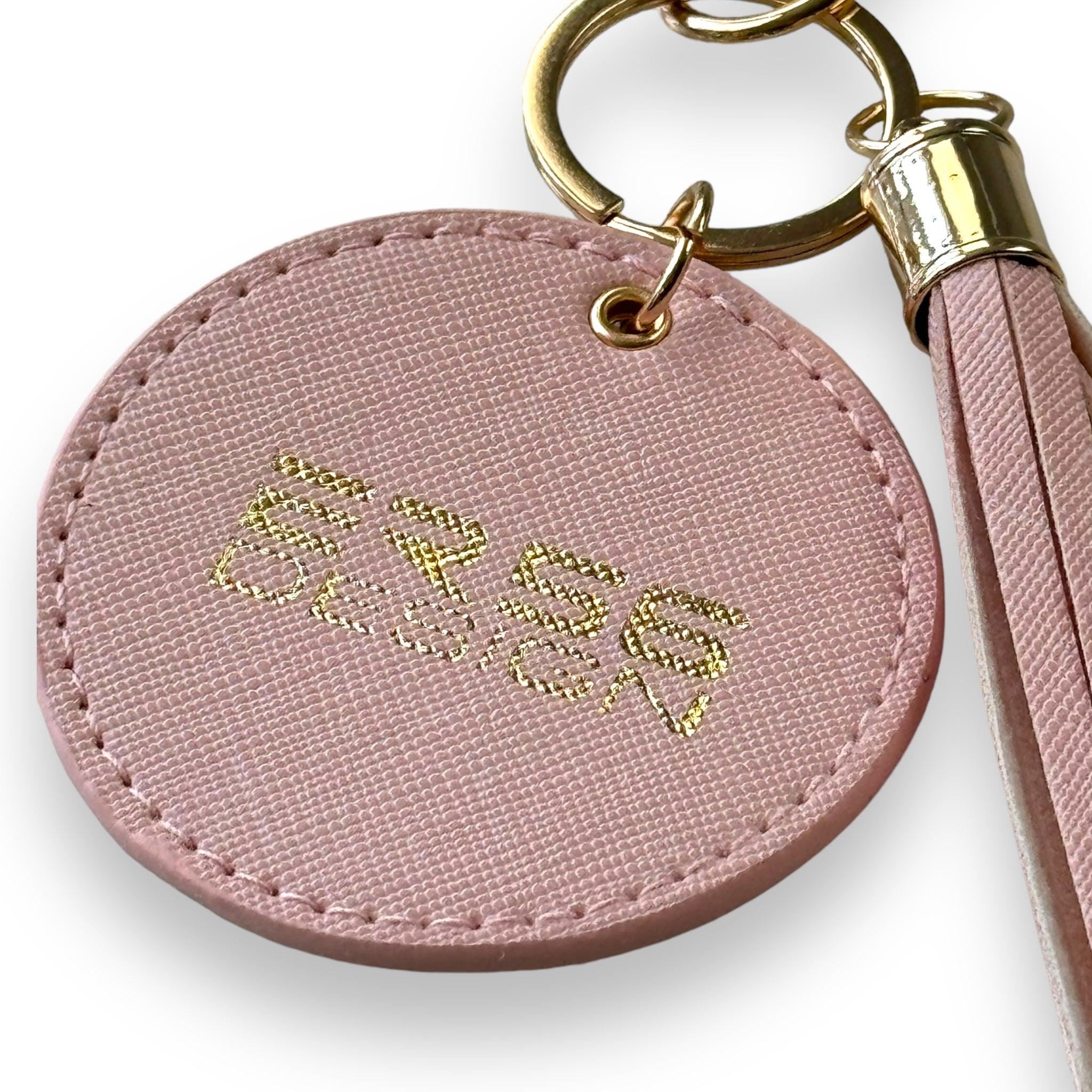 Pink Leather Car Keychain ER56 Design - AutoWin