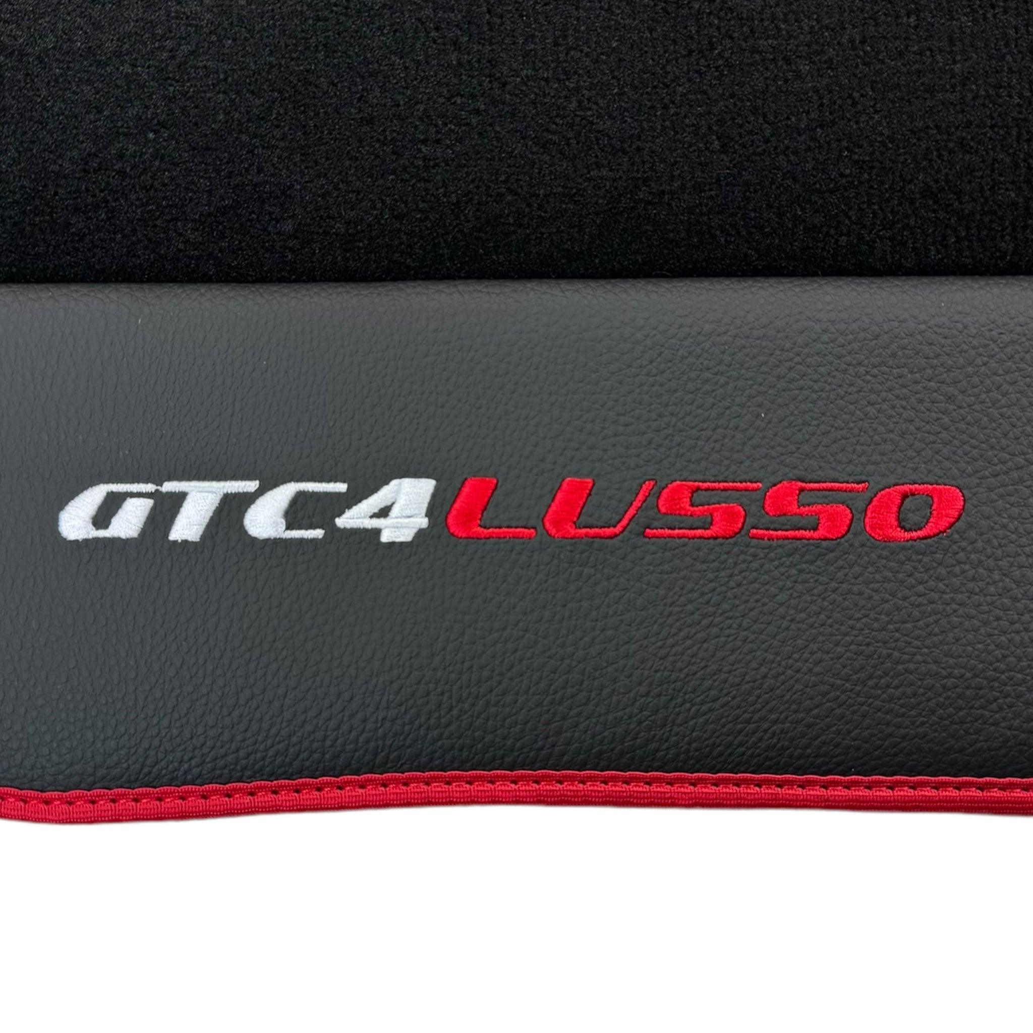 Black Floor Mats for Ferrari GTC4 Lusso with Leather and Red Trim | Right Hand Drive