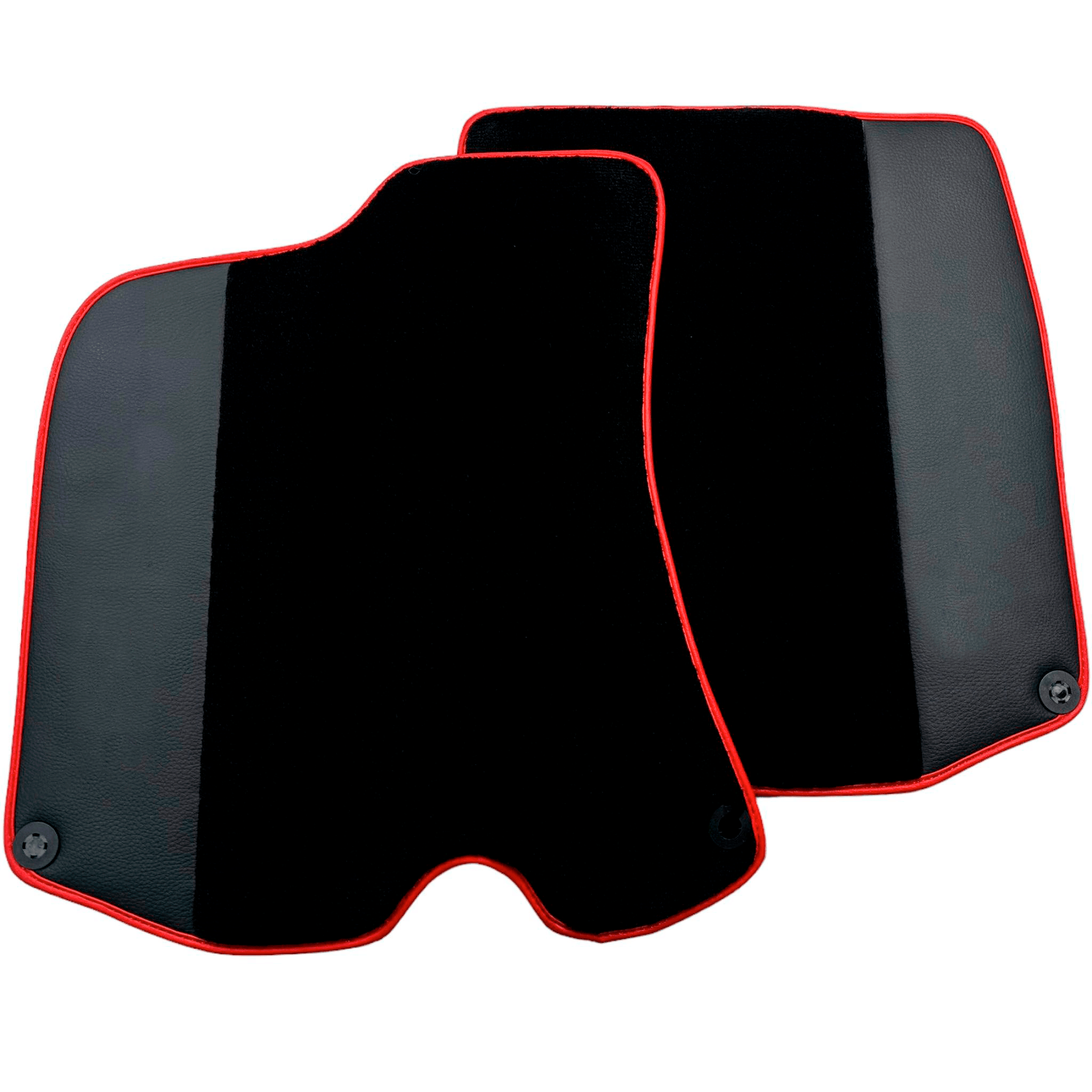 Black Floor Mats For Ferrari Roma (2021-2024) with Leather and Red Trim