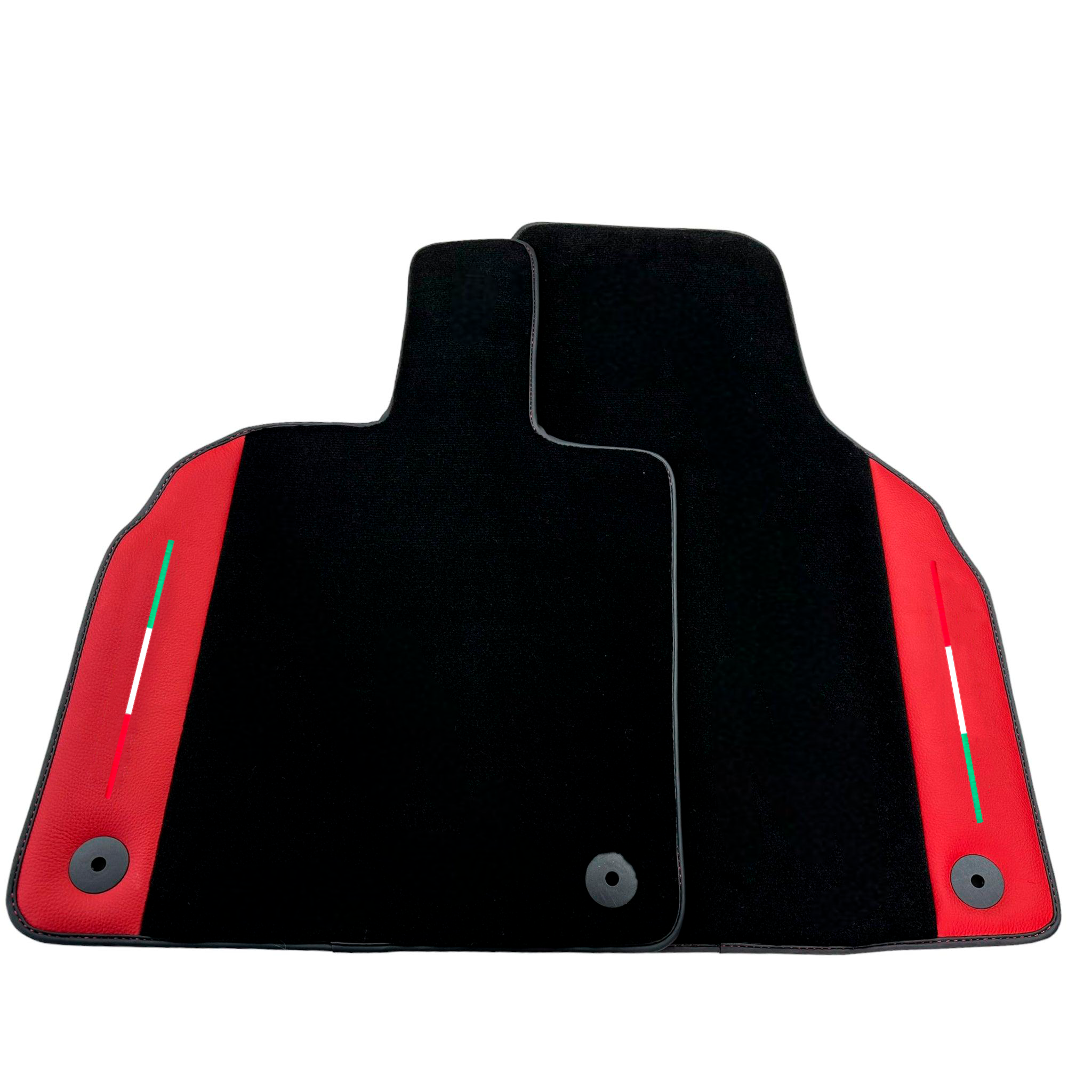 Customizable Black Floor Mats for Lamborghini Aventador With Red Leather - AutoWin