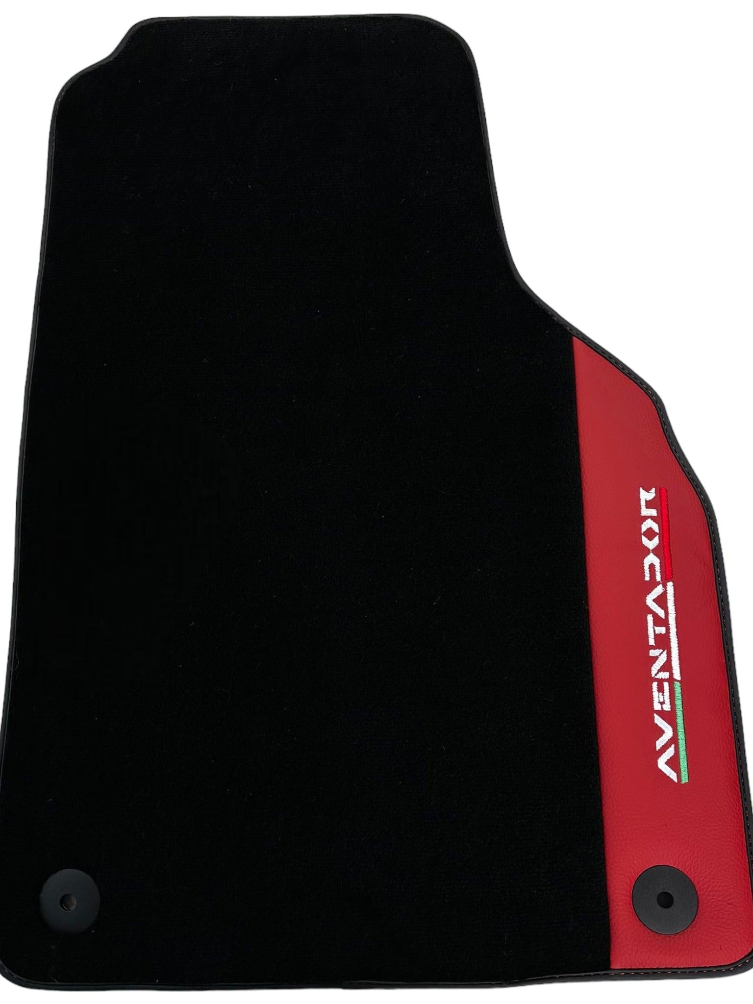Black Floor Mats for Lamborghini Aventador With Red Leather - AutoWin