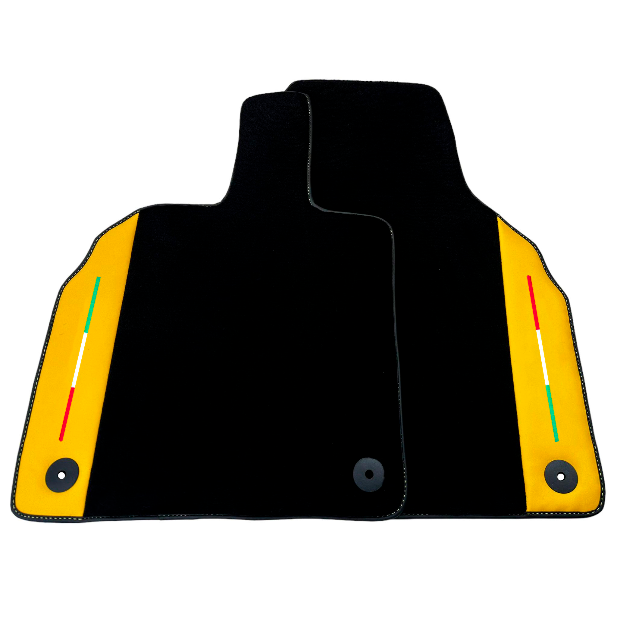 Customizable Black Floor Mats for Lamborghini Aventador with Yellow (Giallo Taurus) Nappa Leather - AutoWin