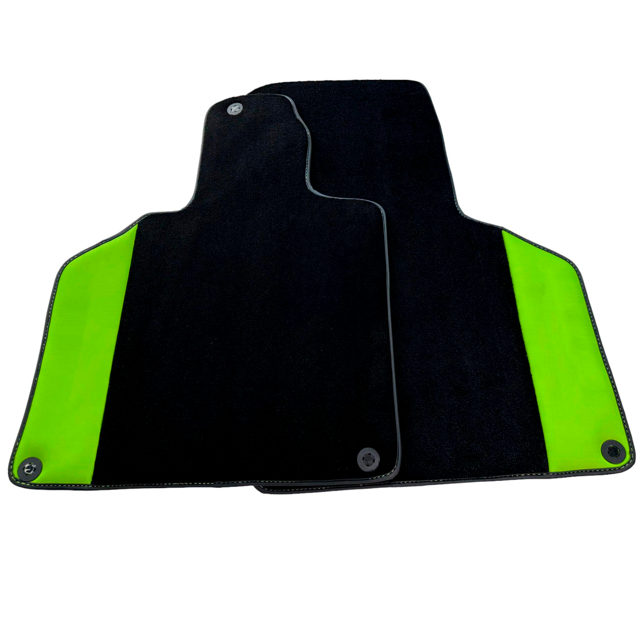 Customizable Black Floor Mats for Lamborghini Gallardo With Green Leather - AutoWin