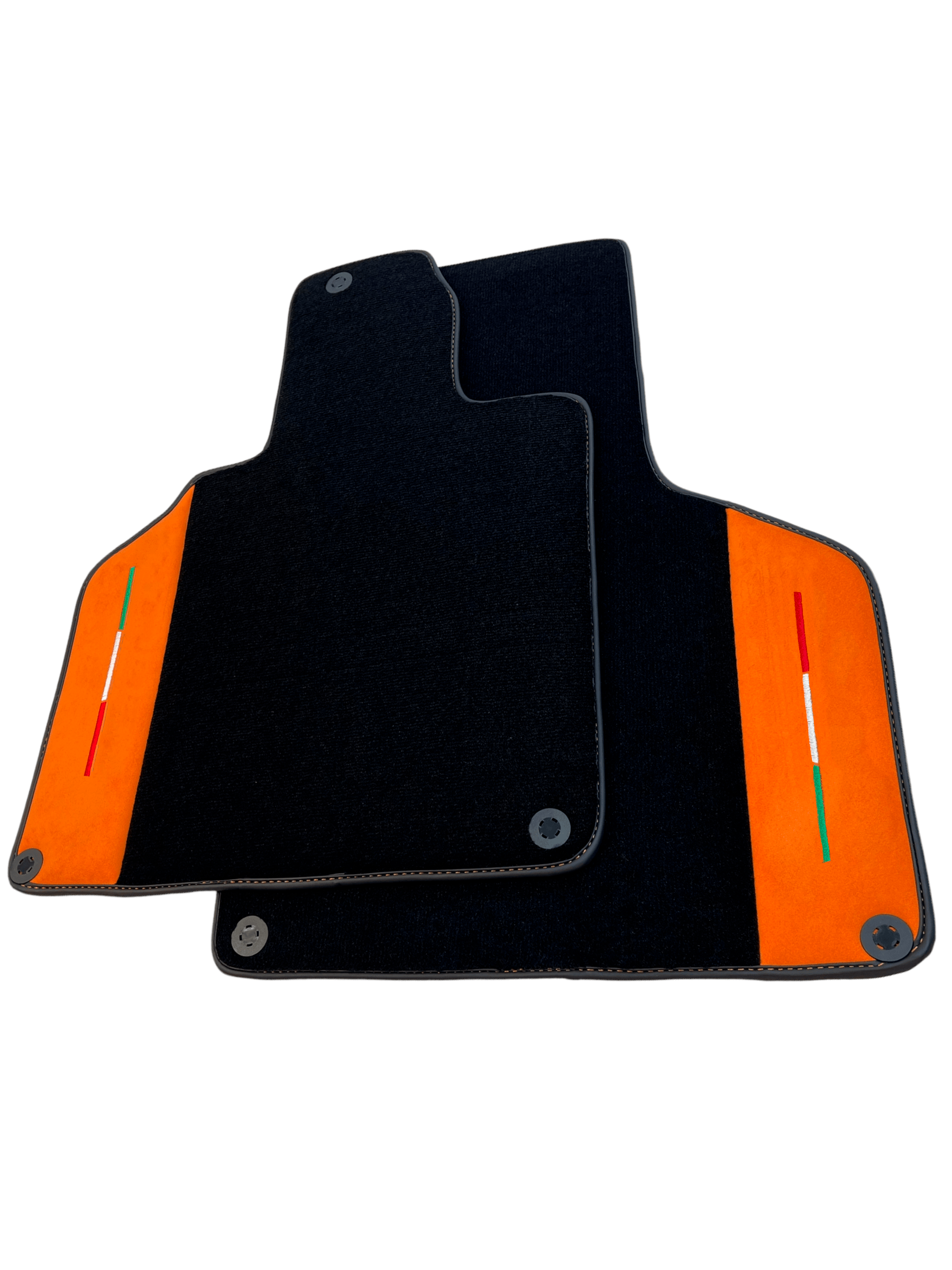 Customizable Black Floor Mats for Lamborghini Gallardo With Orange Alcantara Leather - AutoWin