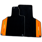 Customizable Black Floor Mats for Lamborghini Gallardo With Orange Arancia Leonis Nappa Leather