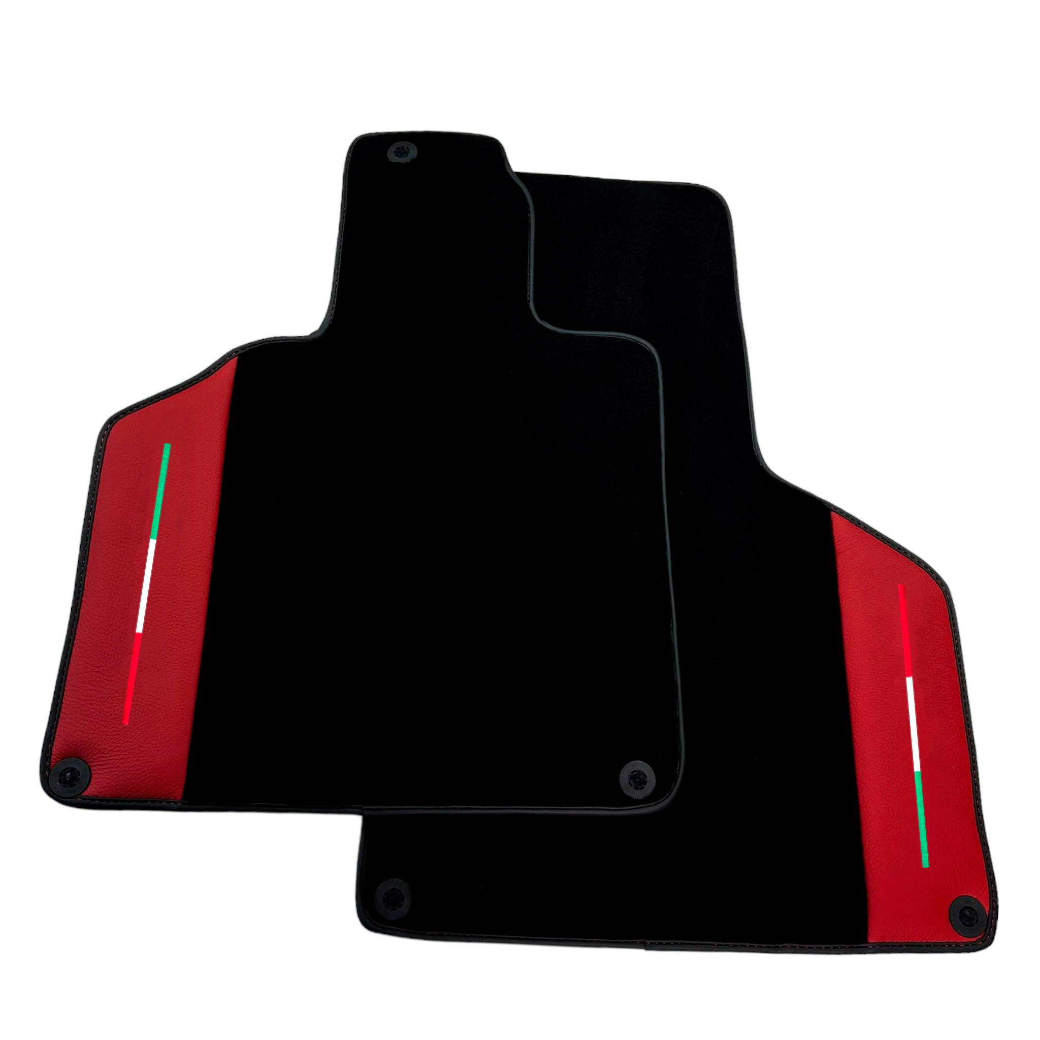 Customizable Black Floor Mats for Lamborghini Gallardo With Red Leather - AutoWin