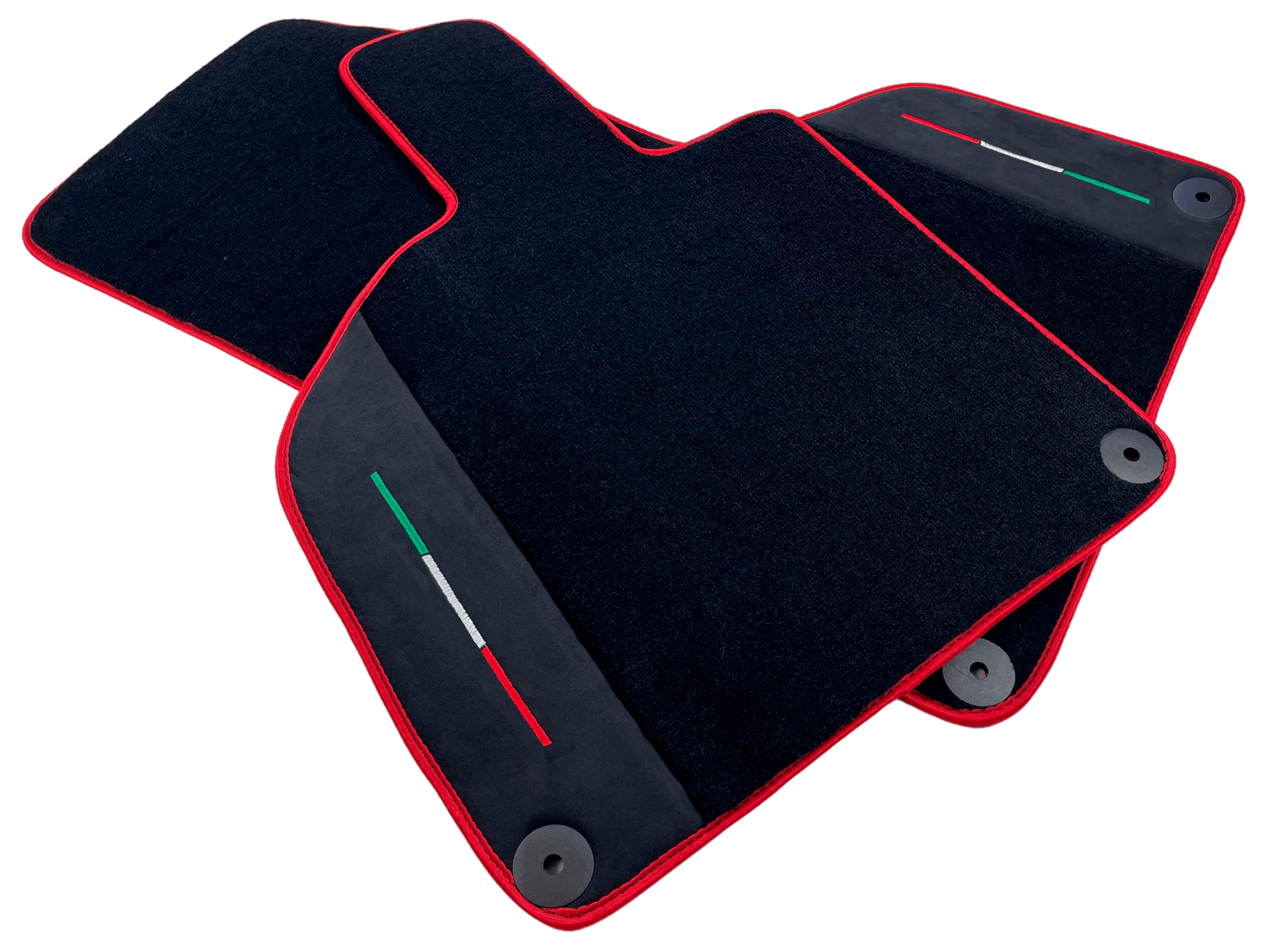 Customizable Black Floor Mats for Lamborghini Huracan with Alcantara Leather And Red Trim - AutoWin