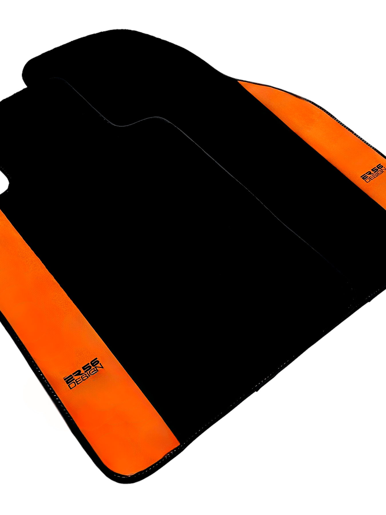 Black Floor Mats for Porsche 981 Cayman (2012–2016) with Orange Alcantara Leather ER56 Design - AutoWin