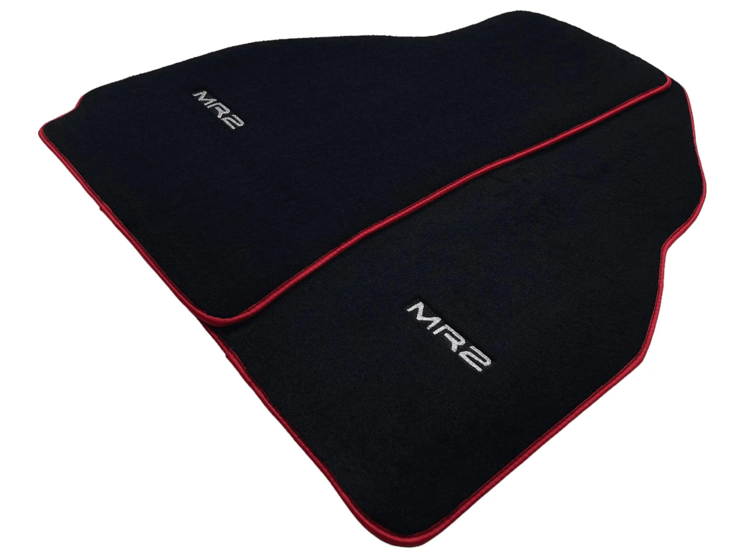 Black Floor Mats For Toyota MR2 2002-2007 With Red Trim - AutoWin