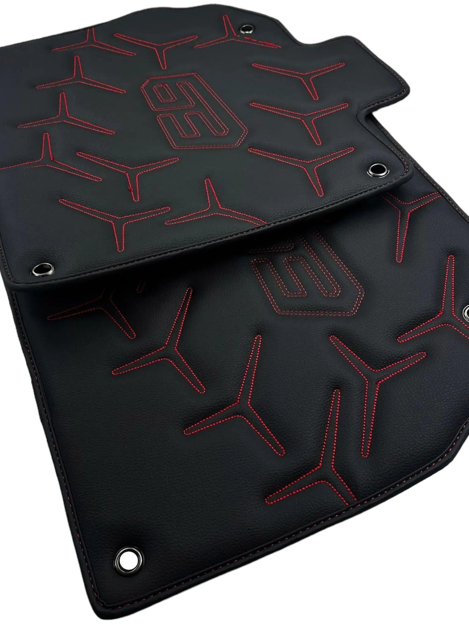 Black Leather Floor Mats for Lamborghini Aventador SVJ "63 Edition"