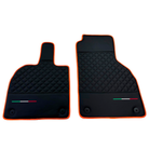 Customizable Black Leather Floor Mats For Lamborghini Aventador with Orange Trim