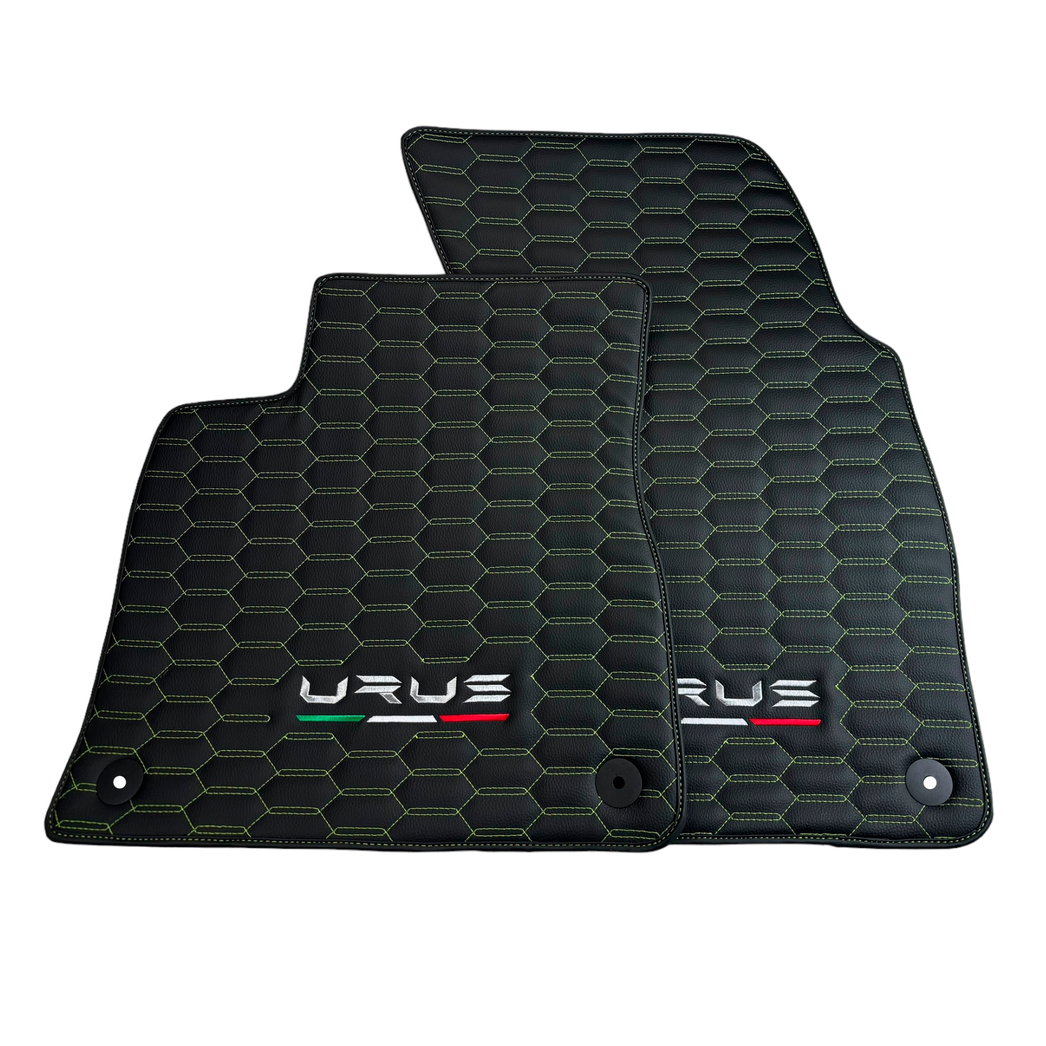 Customizable Leather Floor Mats for Lamborghini Urus with Green Stitching - AutoWin