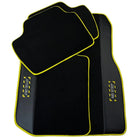 Black Mats For BMW 5 Series E34 Sedan | Fighter Jet Edition | Yellow Trim - AutoWin