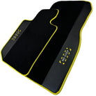 Black Mats For BMW 5 Series E34 Sedan | Fighter Jet Edition | Yellow Trim - AutoWin