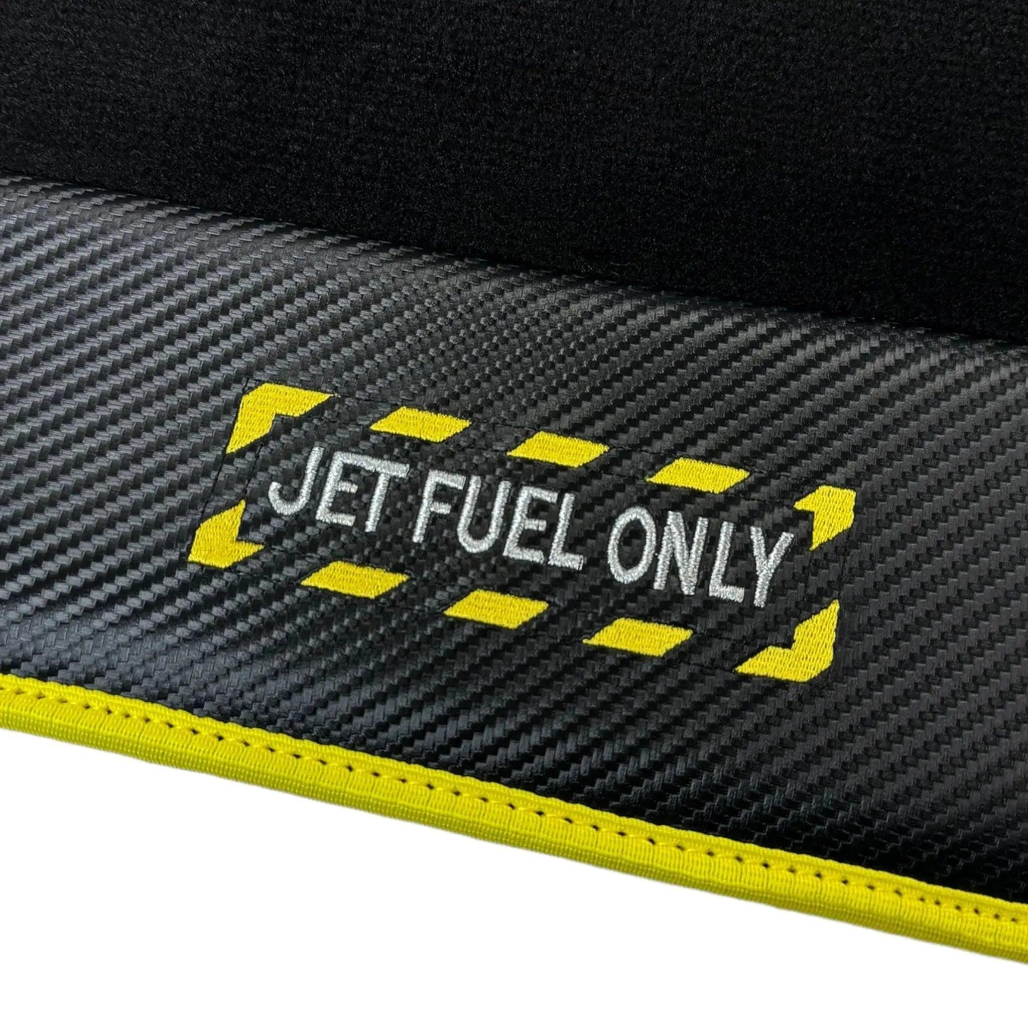 Black Mats For BMW 6 Series E24 Coupe | Fighter Jet Edition | Yellow Trim - AutoWin