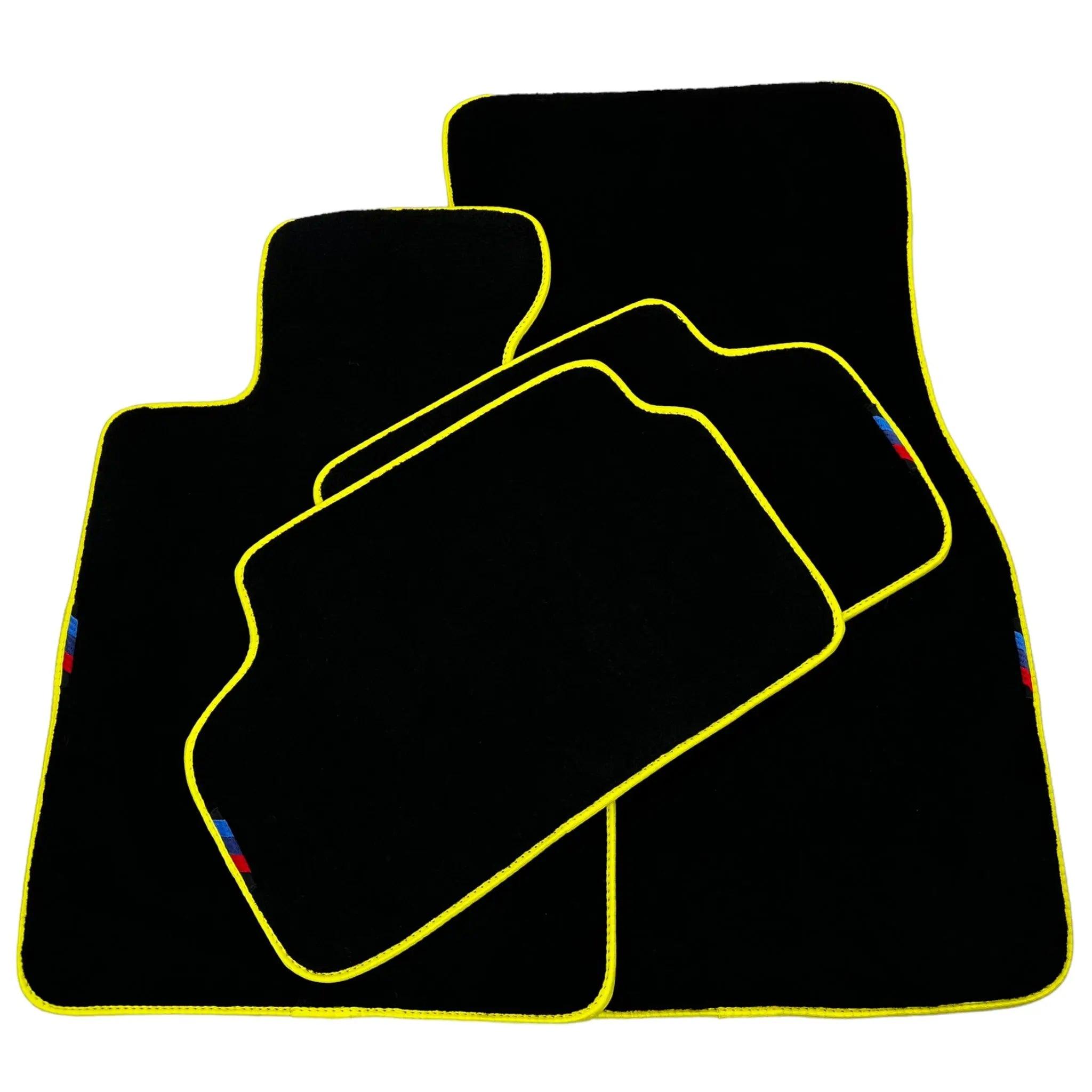 Black Mats For BMW 6 Series E24 Coupe | Yellow Trim - AutoWin