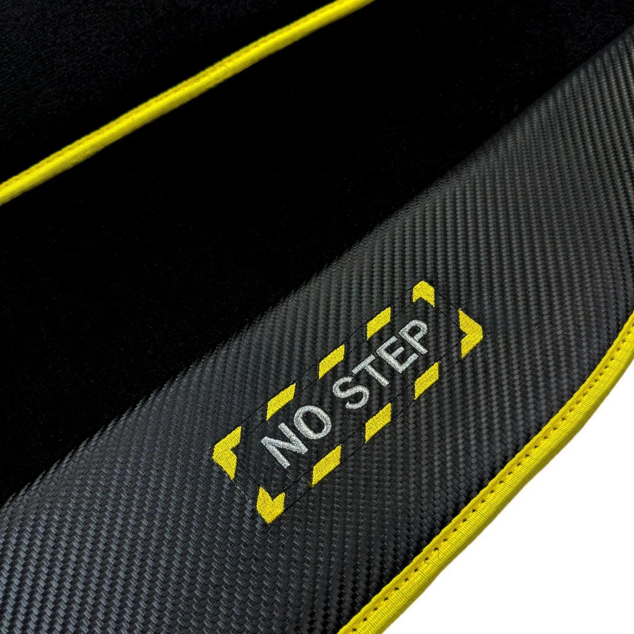 Black Mats For BMW 6 Series E64 Convertible | Fighter Jet Edition | Yellow Trim - AutoWin