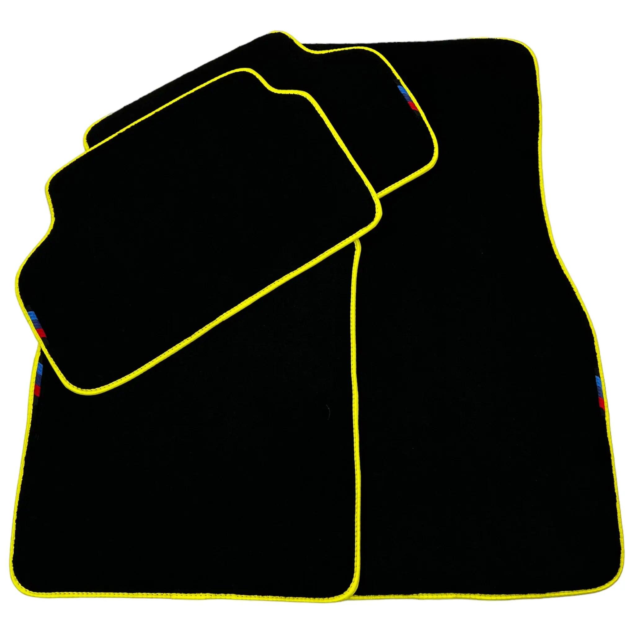 Black Mats For BMW 6 Series E64 Convertible | Yellow Trim - AutoWin