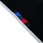 Black Mats For BMW 7 Series E38 Long | White Trim - AutoWin