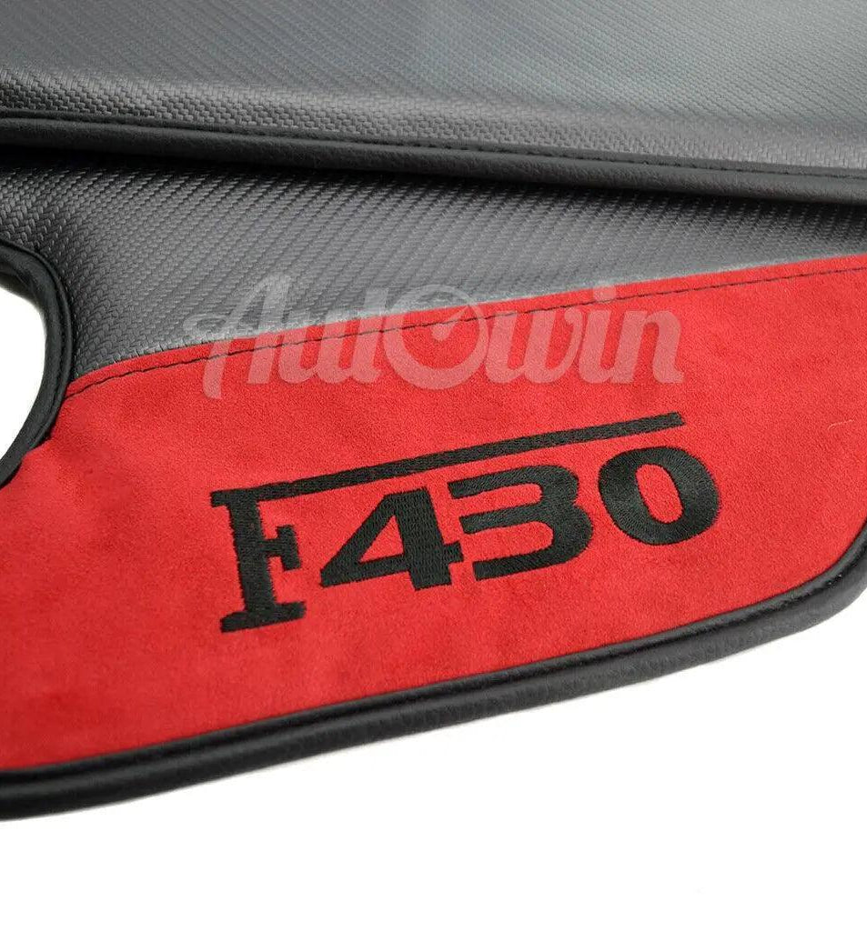 Floor Mats For Ferrari F430 2004-2009 Carbon & Alcantara Leather F430 Emblem - AutoWin