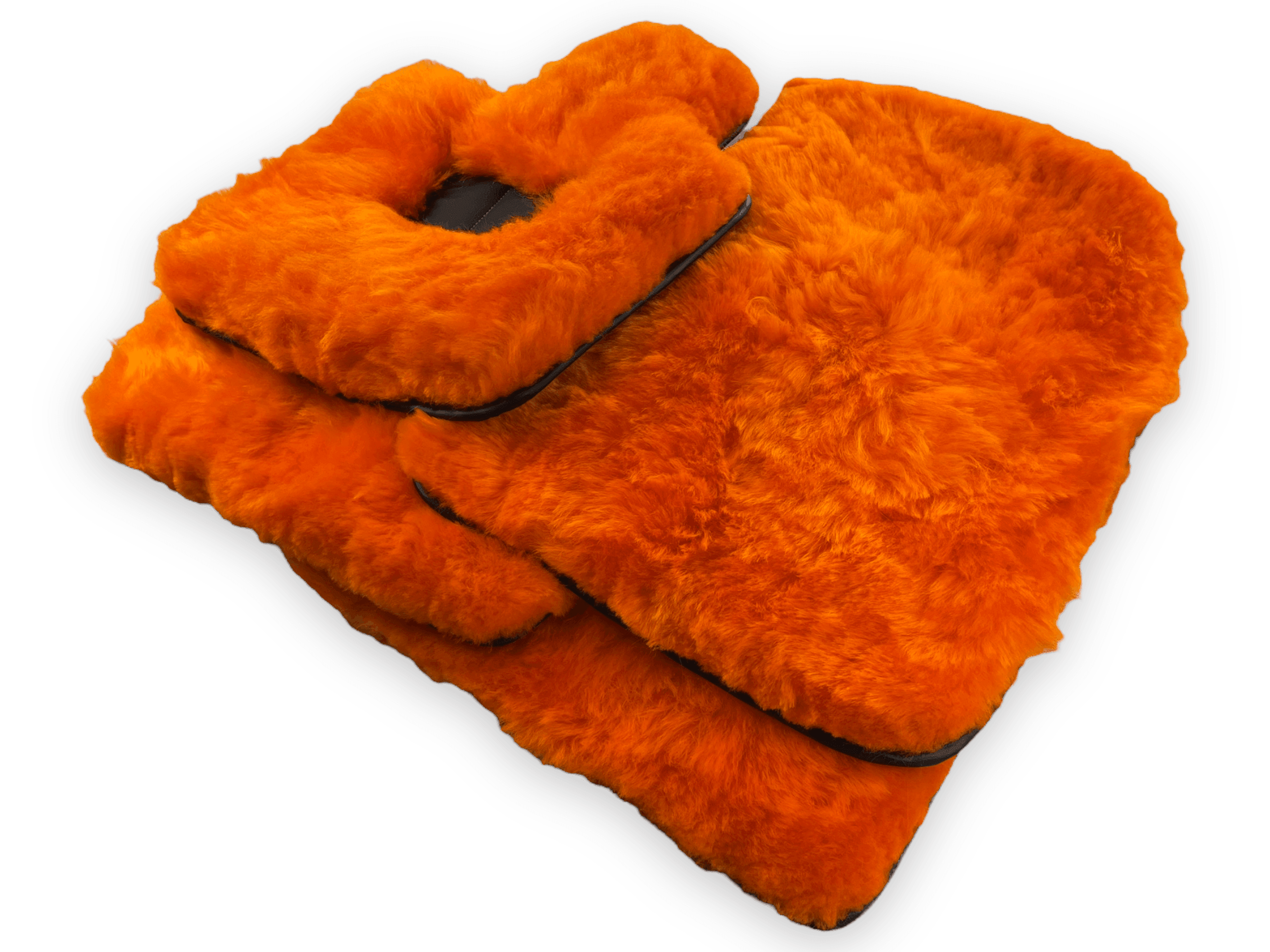 Orange Sheepskin Floor Mats For Rolls Royce Cullinan Rr31 2018-2023 Er56 Design Brand - AutoWin