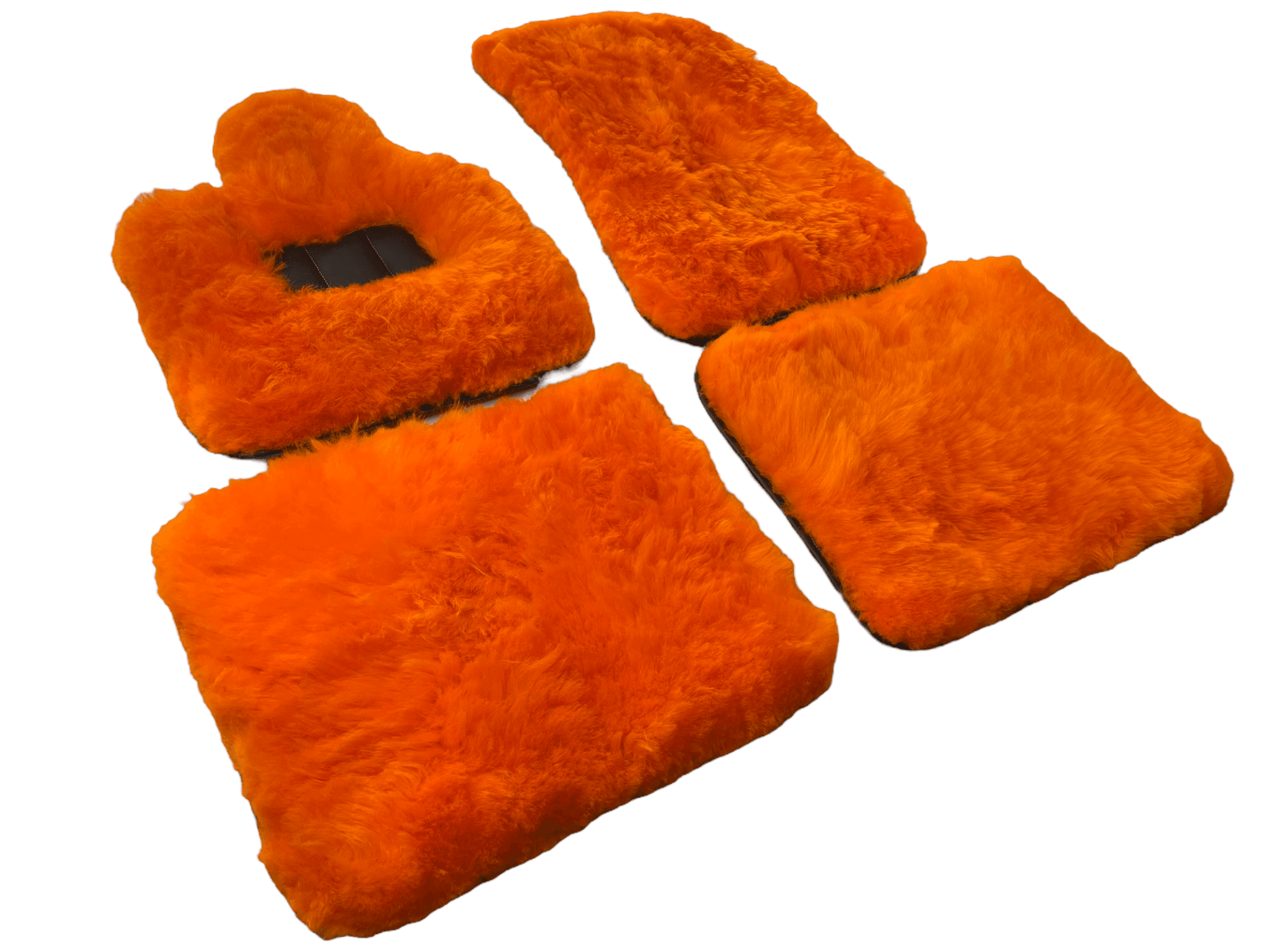 Orange Sheepskin Floor Mats For Rolls Royce Cullinan Rr31 2018-2023 Er56 Design Brand - AutoWin