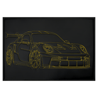 Black Leather Automotive Inspired Wall Art: Embroidered Yellow Stitch