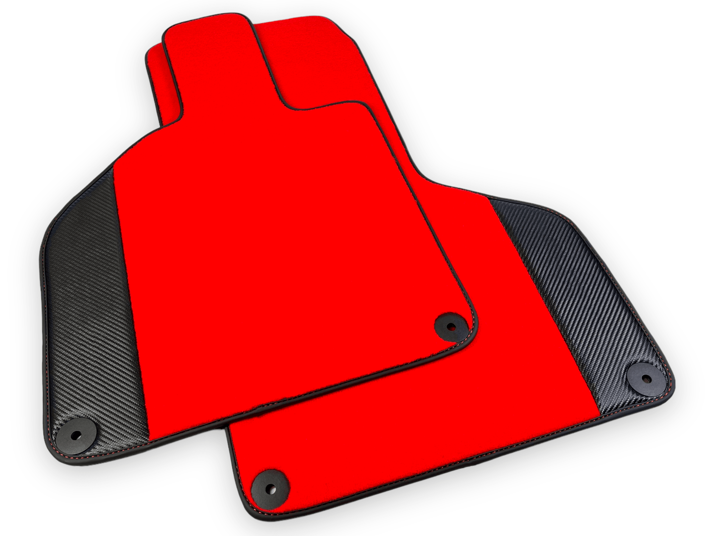 Customizable Red Floor Mats for Lamborghini Huracan with Carbon Fiber Leather - AutoWin