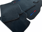 Black Floor Mats For BMW 2 Series F23 Convertible With 3 Color Stripes Tailored Set Perfect Fit - AutoWin